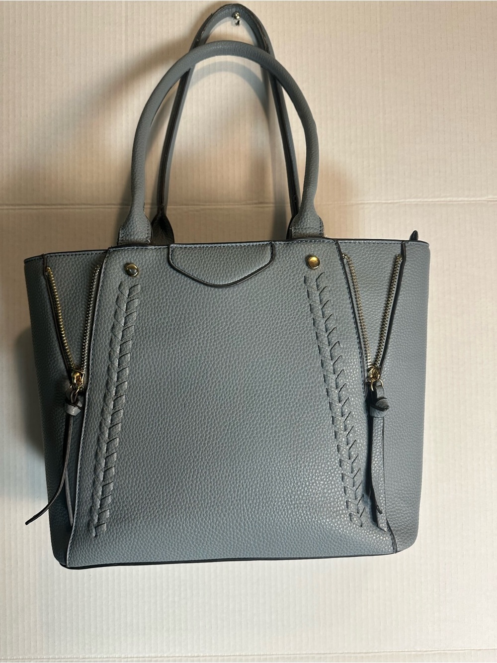 Classic Grey Women's Tote Handbag - Structured Leather Look